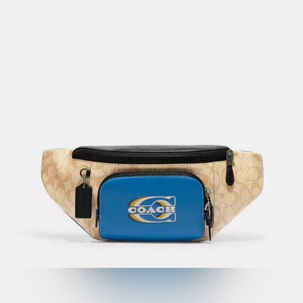 Coach Track Belt Bag in Colorblock Signature Canvas w/ Coach Stamp *NWT* CH587